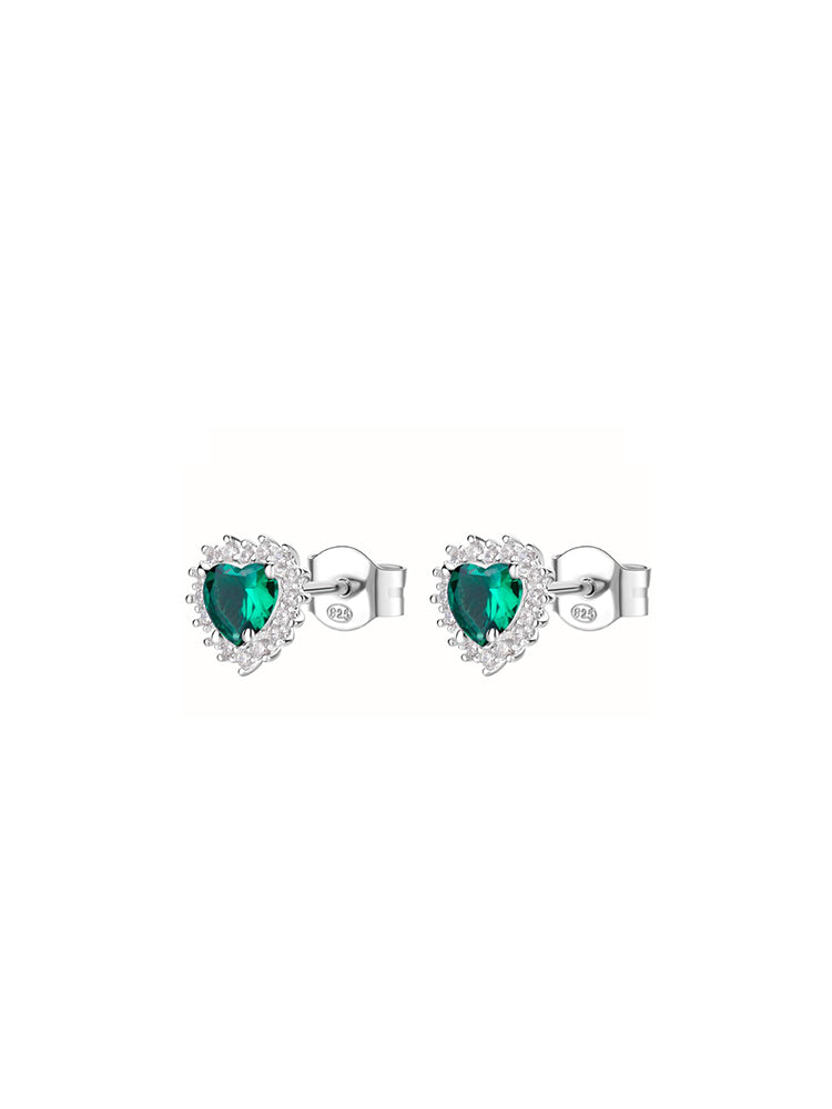 ORECCHINI DONNA CON ZIRCONE A CUORE VERDE FANCY BROSWAY