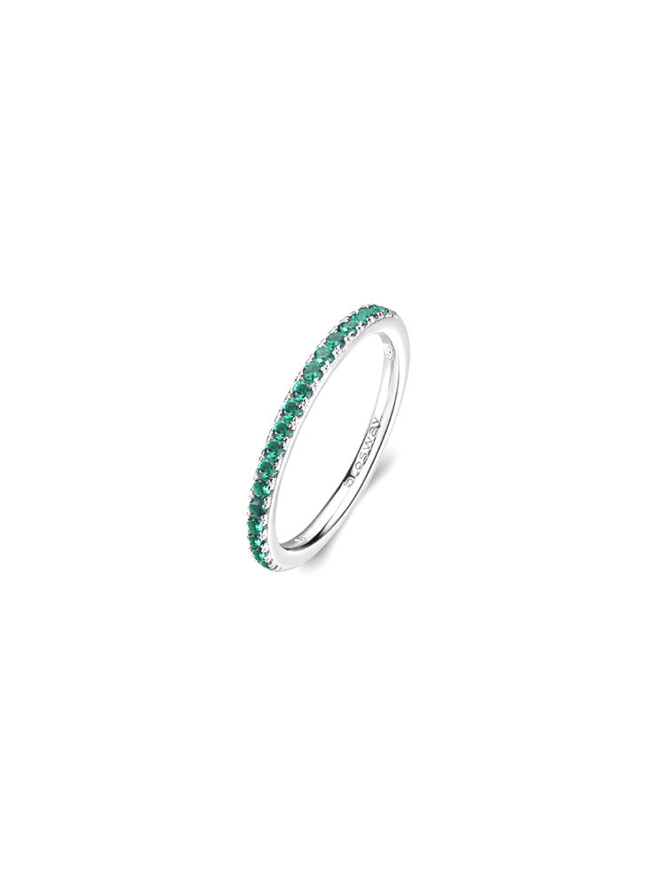 ANELLO DONNA VERETTA FANCY IN ARGENTO CON PICCOLI ZIRCONI VERDI MISURA 12 BROSWAY