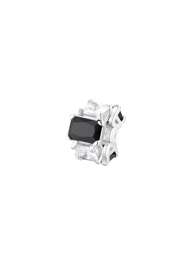 CHARM DONNA IN ARGENTO CON ZIRCONI BIANCHI E NERI BAGUETTE FANCY BROSWAY