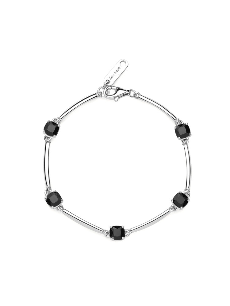 BRACCIALE DONNA IN ARGENTO CON ZIRCONI CUSHION NERI FANCY BROSWAY