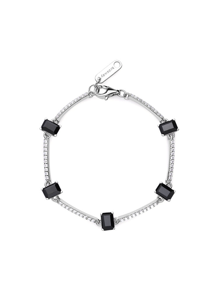 BRACCIALE DONNA IN ARGENTO CON ZIRCONI BIANCHI E NERI BAGUETTE FANCY BROSWAY