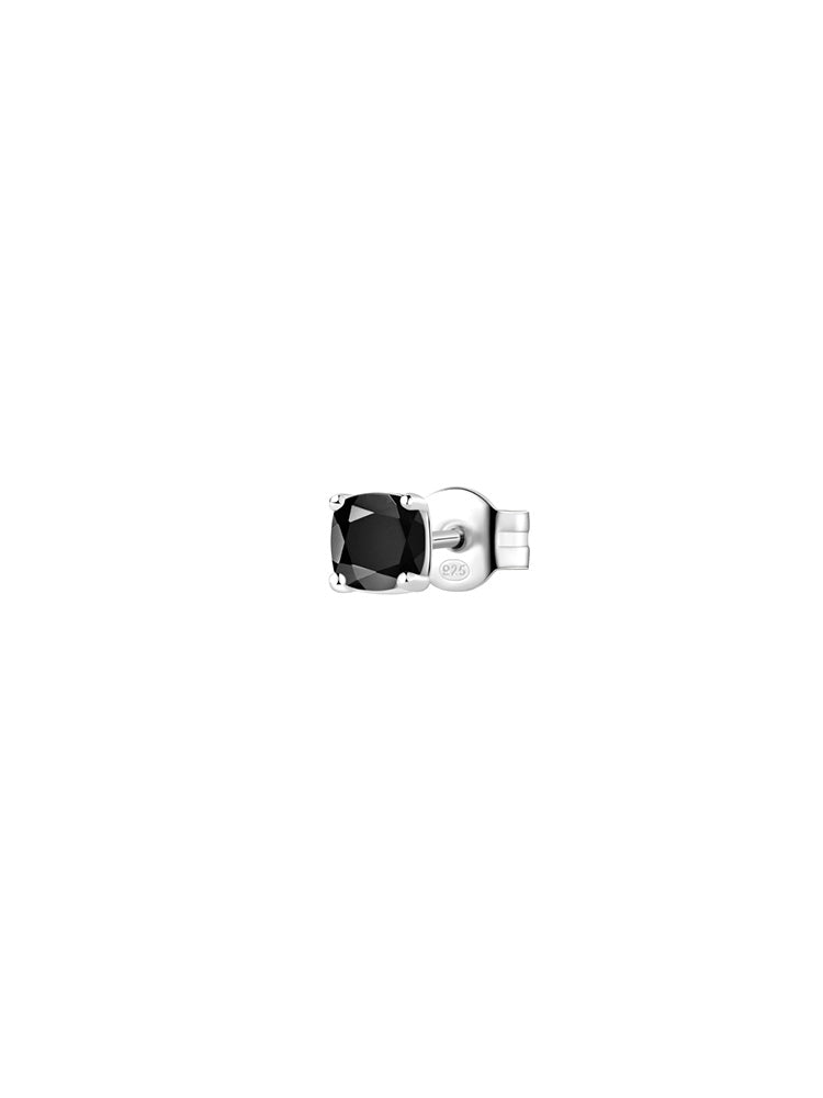 MONO ORECCHINO DONNA IN ARGENTO CON ZIRCONE CUSHION NERO FANCY BROSWAY