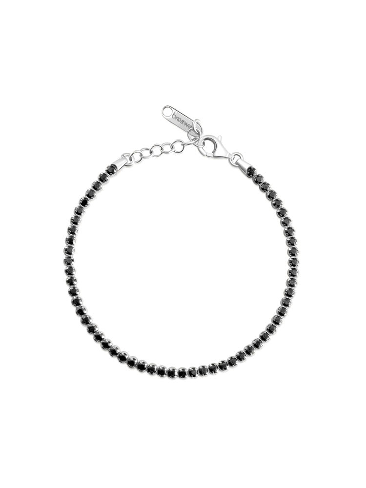 BRACCIALE DONNA TENNIS CON ZIRCONI NERI IN ARGENTO FANCY BROSWAY