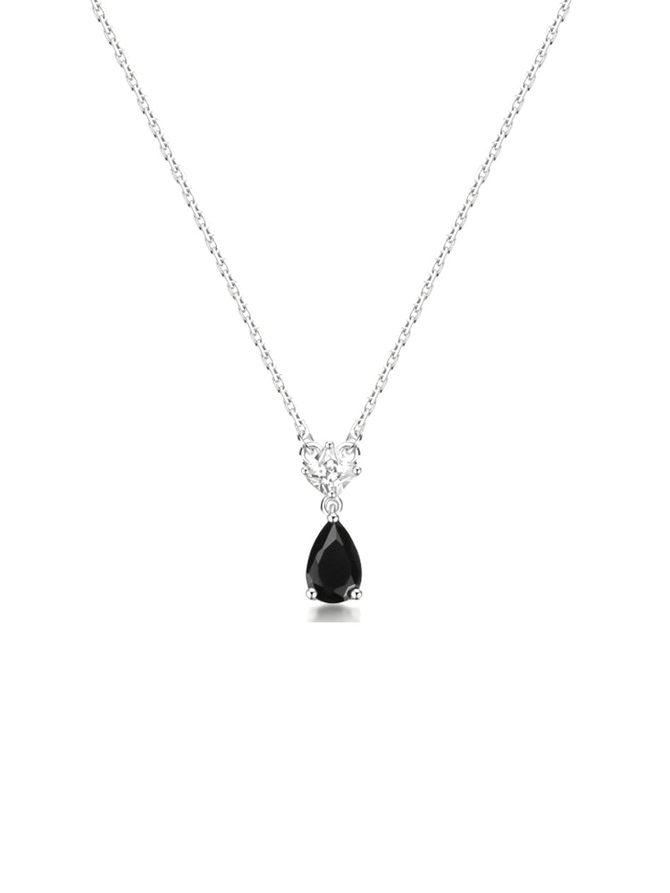 COLLANA DONNA IN ARGENTO CON ZIRCONE PENDENTE A GOCCIA NERO FANCY BROSWAY