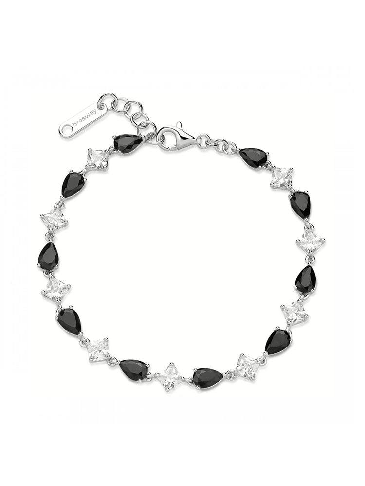 BRACCIALE DONNA TENNIS IN ARGENTO CON ZIRCONI NERI E BIANCHI COLLEZIONE FANCY BROSWAY