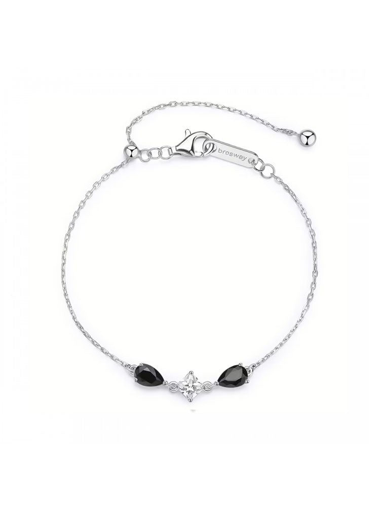 BRACCIALE DONNA IN ARGENTO FANCY CON ZIRCONI NERI E BIANCHI CENTRALI BROSWAY