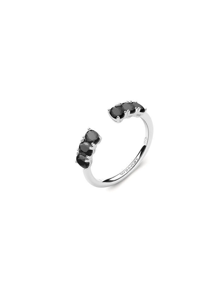 ANELLO DONNA IN ARGENTO CON ZIRCONI NERI OVALI MIS 14 FANCY BROSWAY