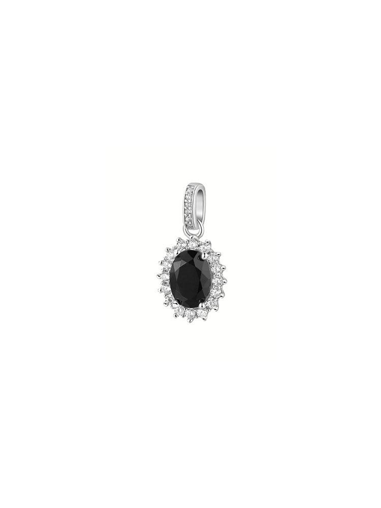 CHARM DONNA PENDENTE IN ARGENTO KATE OVALE CON ZIRCONI BIANCHI E NERI FANCY BROSWAY
