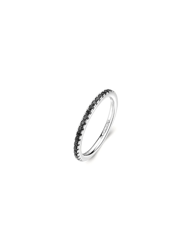 ANELLO DONNA VERETTA FANCY IN ARGENTO CON PICCOLI ZIRCONI NERI MISURA 16 BROSWAY