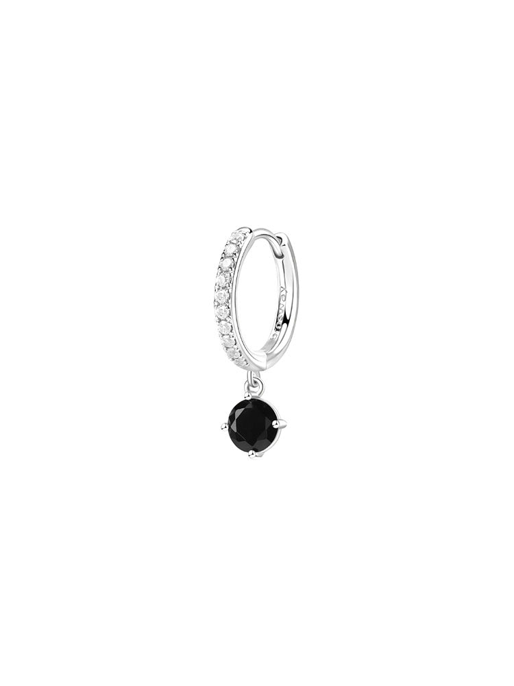 MONO ORECCHINO FANCY IN ARGENTO PENDENTE CON ZIRCONI BIANCHI E UNO NERO BROSWAY