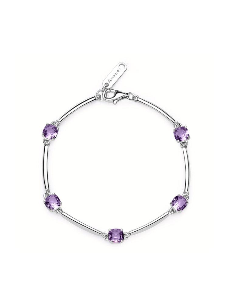 BRACCIALE DONNA IN ARGENTO CON ZIRCONI CUSHION VIOLA FANCY BROSWAY