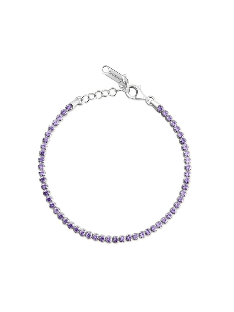 BRACCIALE DONNA TENNIS CON ZIRCONI COLOR AMETISTA IN ARGENTO FANCY BROSWAY