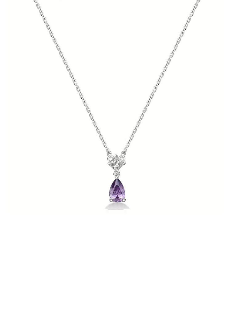 COLLANA DONNA IN ARGENTO A GOCCIA CON ZIRCONE BIANCO E VIOLA COLLEZIONE FANCY BROSWAY