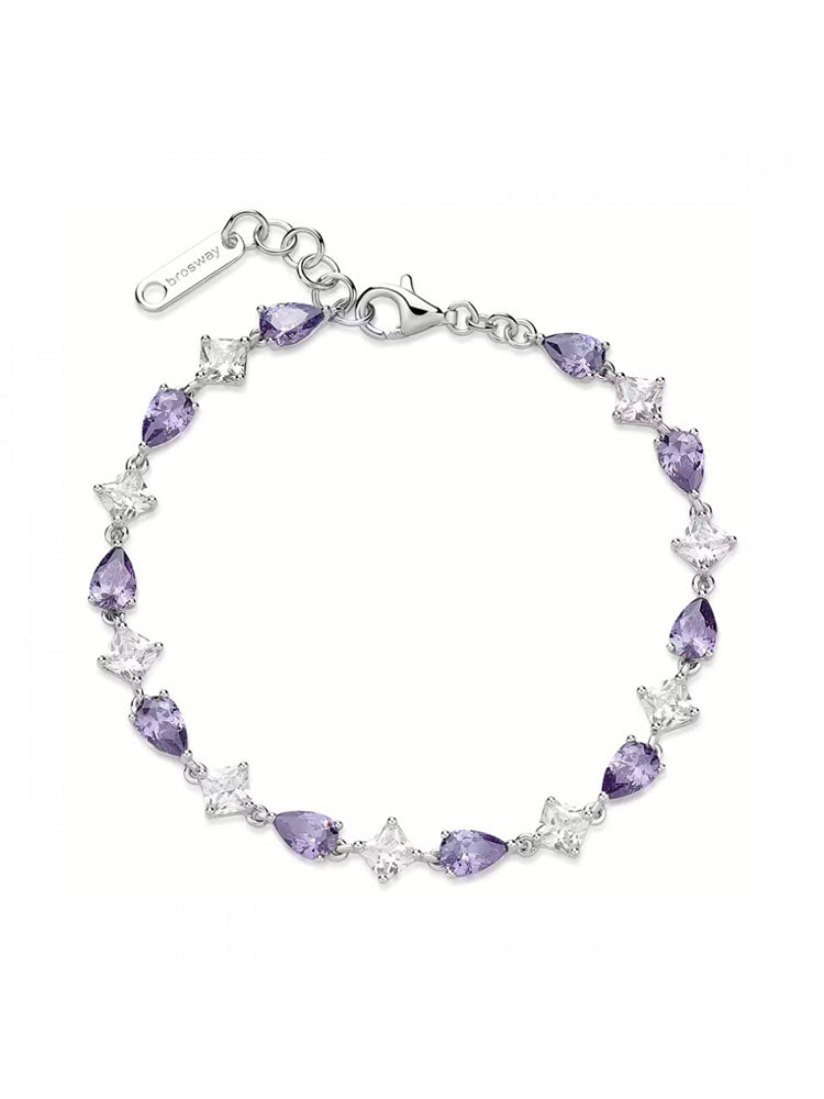 BRACCIALE DONNA TENNIS IN ARGENTO CON ZIRCONI VIOLA E BIANCHI COLLEZIONE FANCY BROSWAY