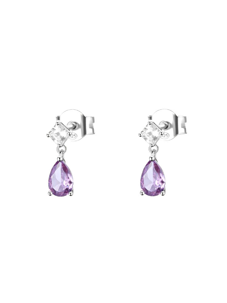 ORECCHINI DONNA IN ARGENTO CON ZIRCONI COLOR AMETISTA E BIANCHI FANCY BROSWAY