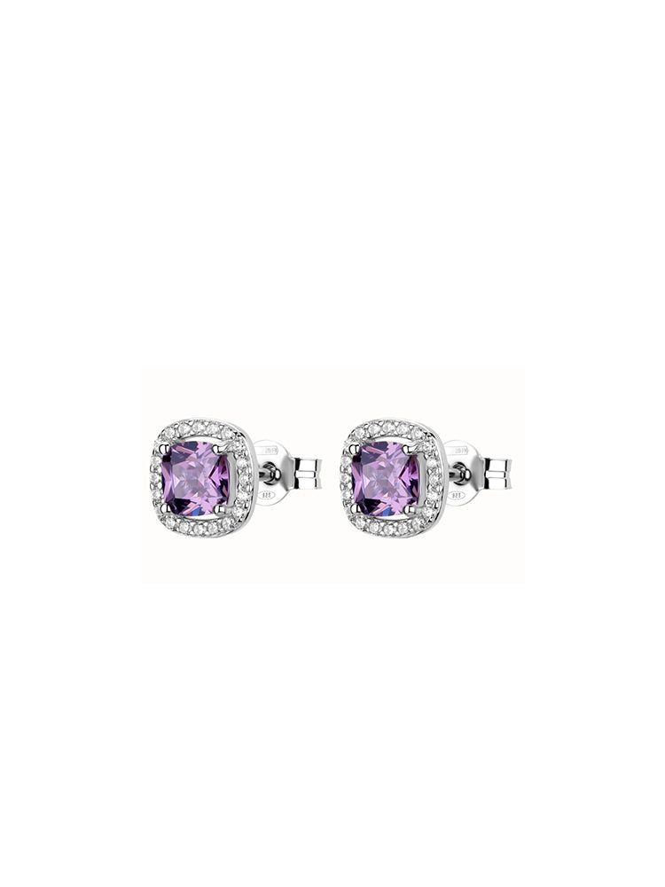 ORECCHINI DONNA PUNTO LUCE CON ZIRCONE CENTRALE VIOLA FANCY BROSWAY