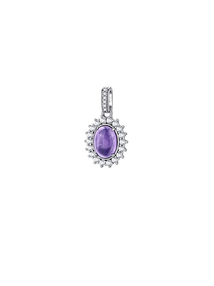 CHARM DONNA PENDENTE IN ARGENTO CON ZIRCONI E AMETISTA OVALE FANCY BROSWAY