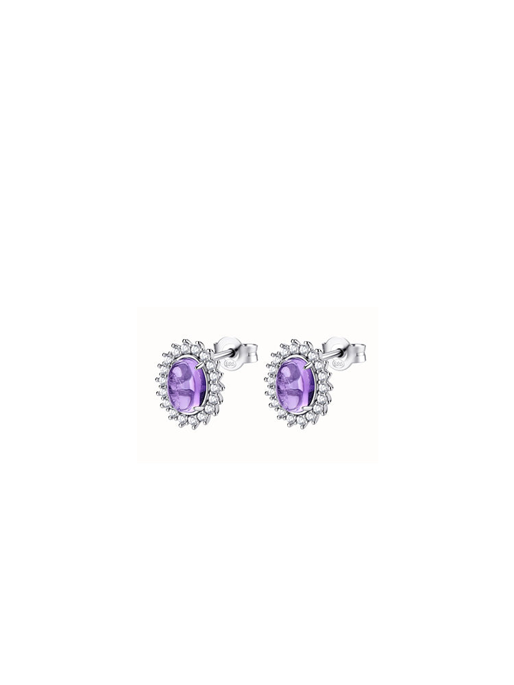 ORECCHINI DONNA IN ARGENTO A LOBO CON AMETISTA OVALE FANCY BROSWAY