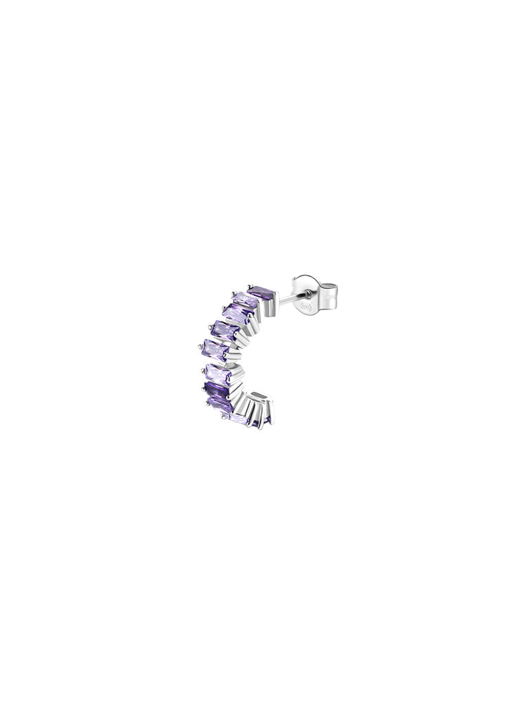 MONO ORECCHINO DONNA IN ARGENTO A CERCHIO CON ZIRCONI VIOLA FANCY BROSWAY