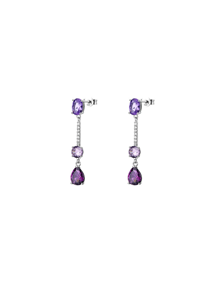 ORECCHINI DONNA IN ARGENTO PENDENTI CON ZIRCONI VIOLA FANCY BROSWAY