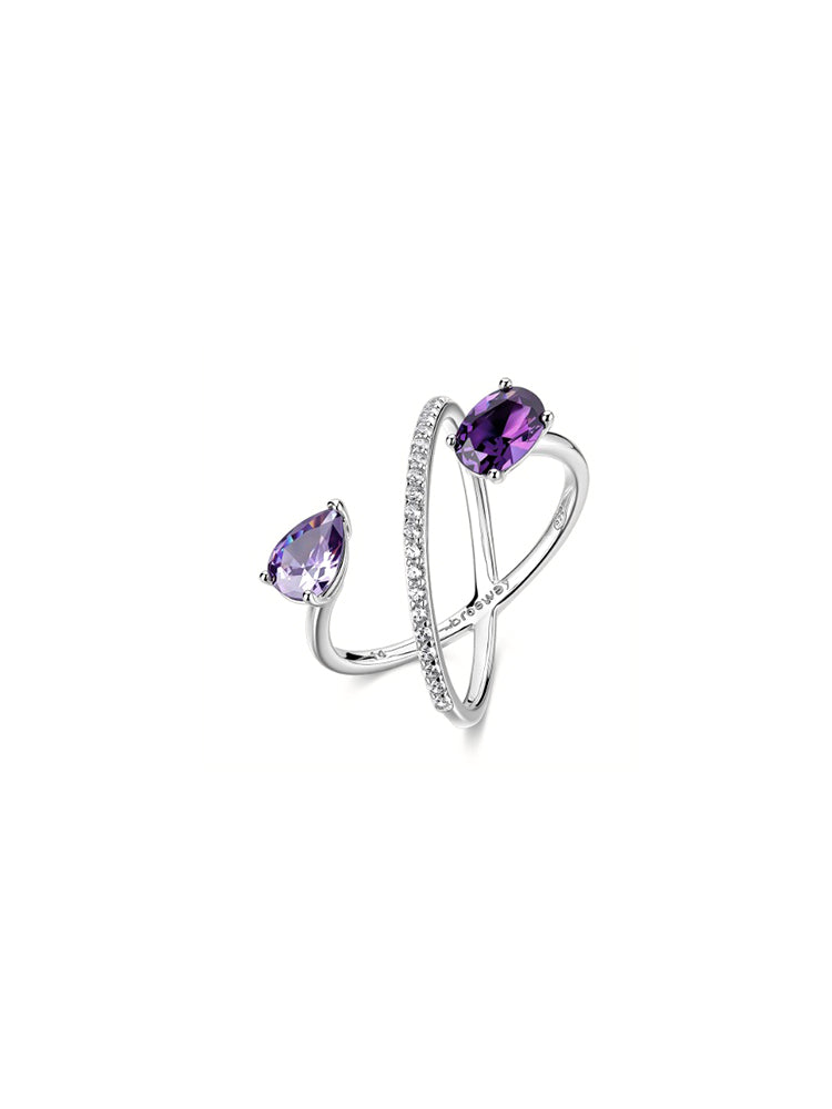 ANELLO DONNA IN ARGENTO A FANTASIA CON ZIRCONI VIOLA MIS 18 FANCY BROSWAY