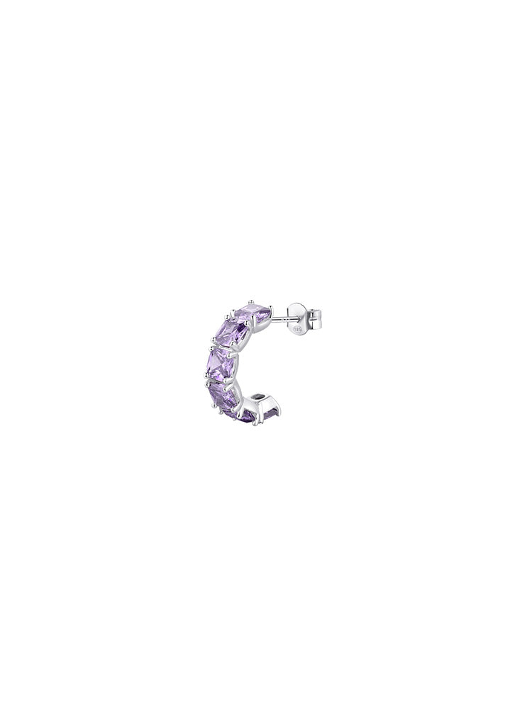 MONO ORECCHINO DONNA IN ARGENTO A CERCHIO CON ZIRCONI VIOLA FANCY BROSWAY