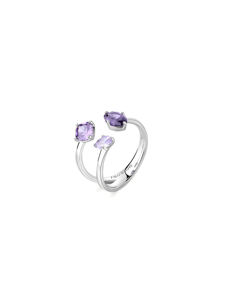 ANELLO DONNA IN ARGENTO CON TRE ZIRCONI VIOLA MIS 14 FANCY BROSWAY