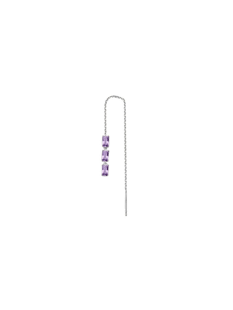 MONO ORECCHINO DONNA PENDENTE IN ARGENTO CON ZIRCONI VIOLA FANCY BROSWAY