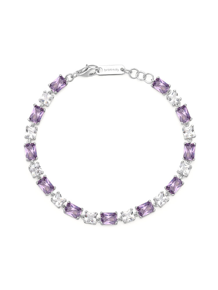 BRACCIALE DONNA FANCY IN ARGENTO CON ZICONI BIANCHI E COLOR AMETISTA BEOSWAY