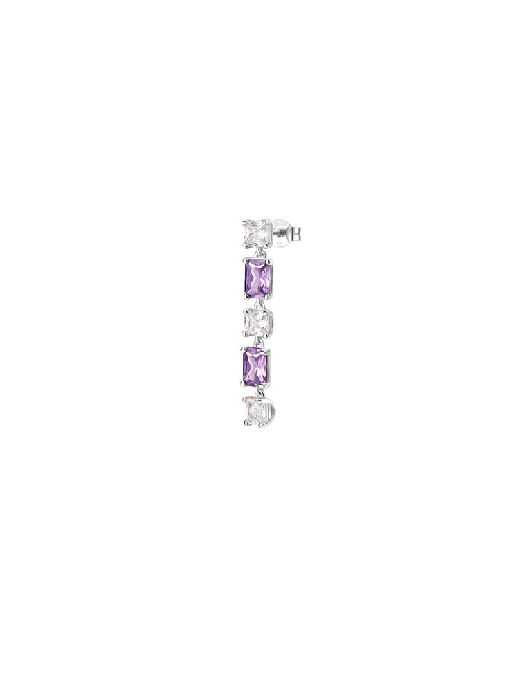MONO ORECCHINO DONNA FANCY IN ARGENTO CON ZIRCONI BIANCHI E COLOR AMETISTA BROSWAY