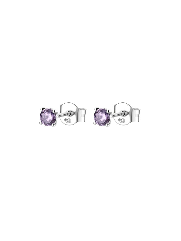 ORECCHINI DONNA A LOBO CON ZIRCONI COLOR AMETISTA IN ARGENTO FANCY BROSWAY