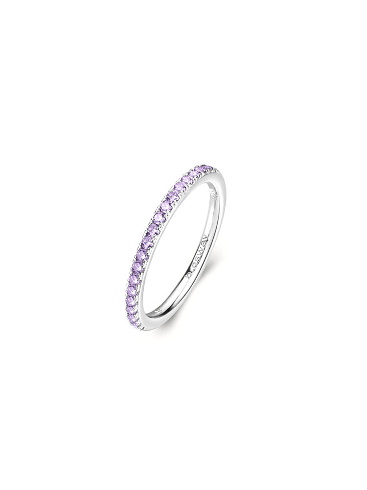ANELLO DONNA FANCY VERETTA IN ARGENTO CON ZIRCONI COLOR AMETISTA MIS 16 BROSWAY