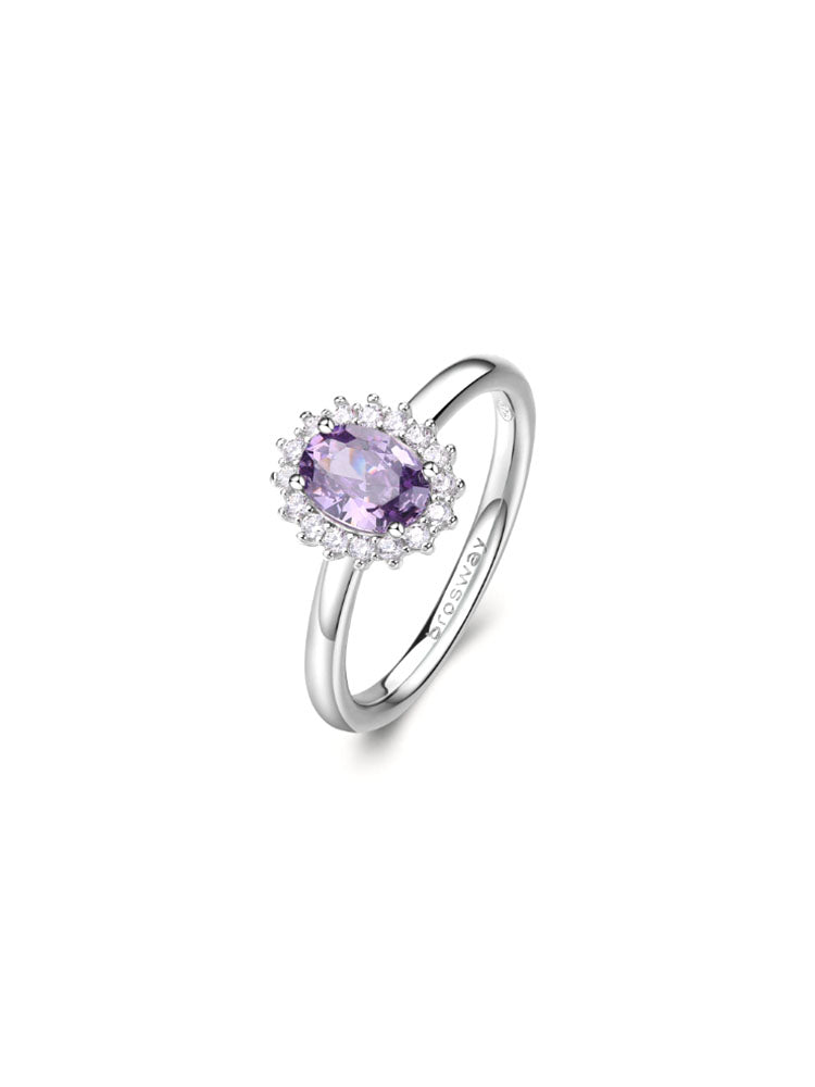 ANELLO DONNA FANCY KATE IN ARGENTO E ZIRCONE OVALE AMETISTA MIS 18 BROSWAY