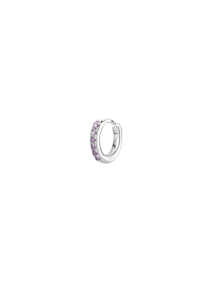 MONO ORECCHINO DONNA FANCY A CERCHIETTO IN ARGENTO CON ZIRCONI COLOR AMETISTA BROSWAY