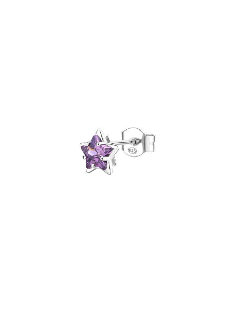 ORECCHINO DONNA A LOBO CON ZIRCONE A FORMA DI STELLA COLOR AMETISTA IN ARGENTO FANCY BROSWAY