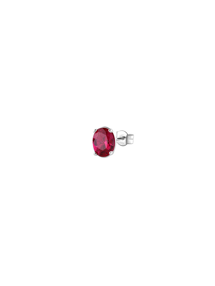 MONO ORECCHINO DONNA IN ARGENTO CON ZIRCONE OVALE FUCSIA FANCY BROSWAY