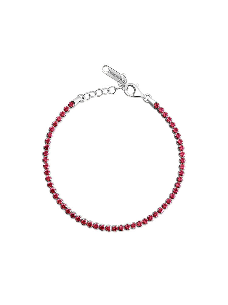 BRACCIALE DONNA TENNIS CON ZIRCONI ROSSI IN ARGENTO FANCY BROSWAY
