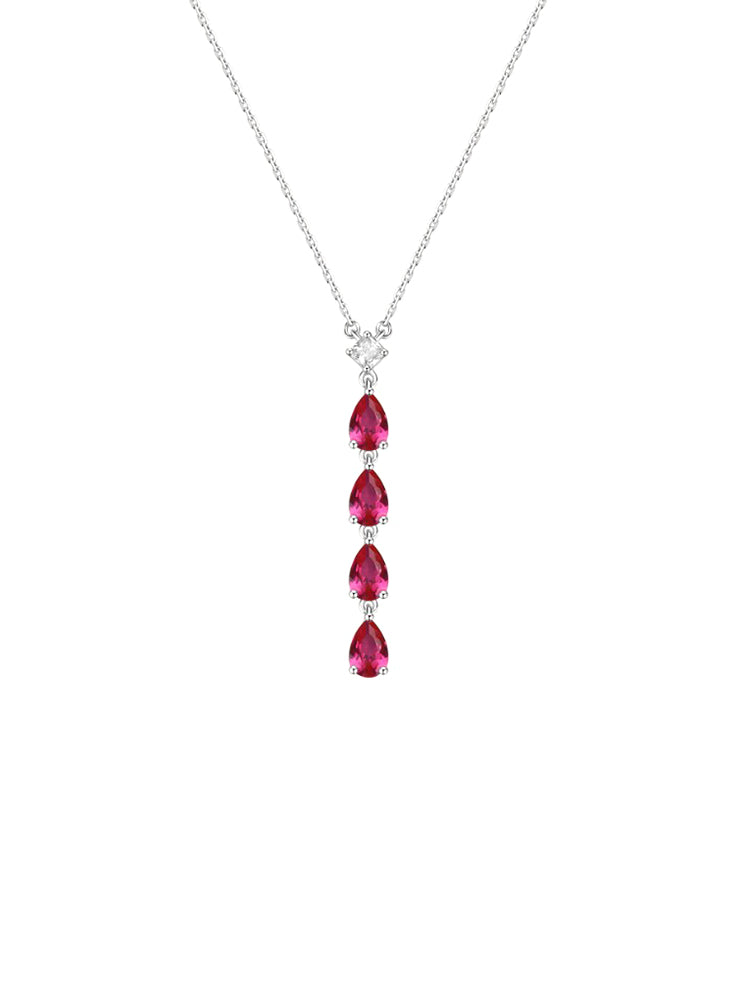 COLLANA DONNA A Y CON ZIRCONI A GOCCIA RUBINO FANCY BROSWAY