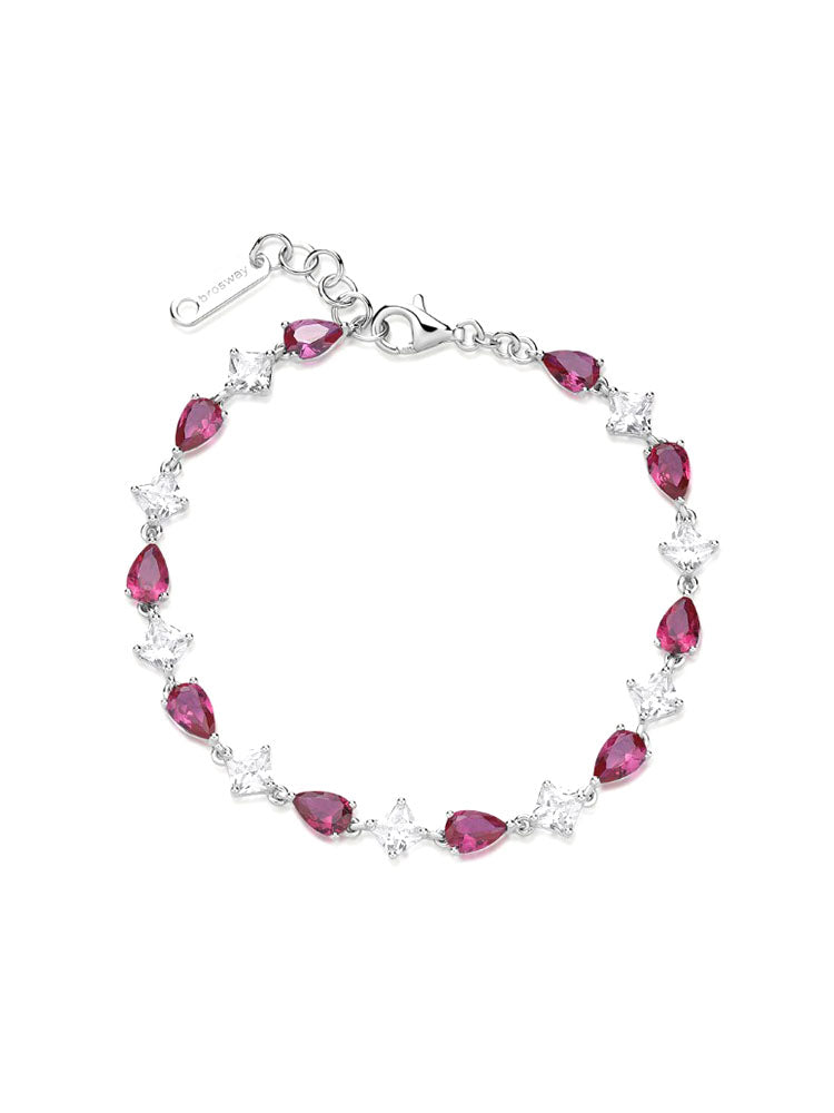 BRACCIALE DONNA IN ARGENTO CON ZIRCONI BIANCHI E ROSSI FANCY BROSWAY