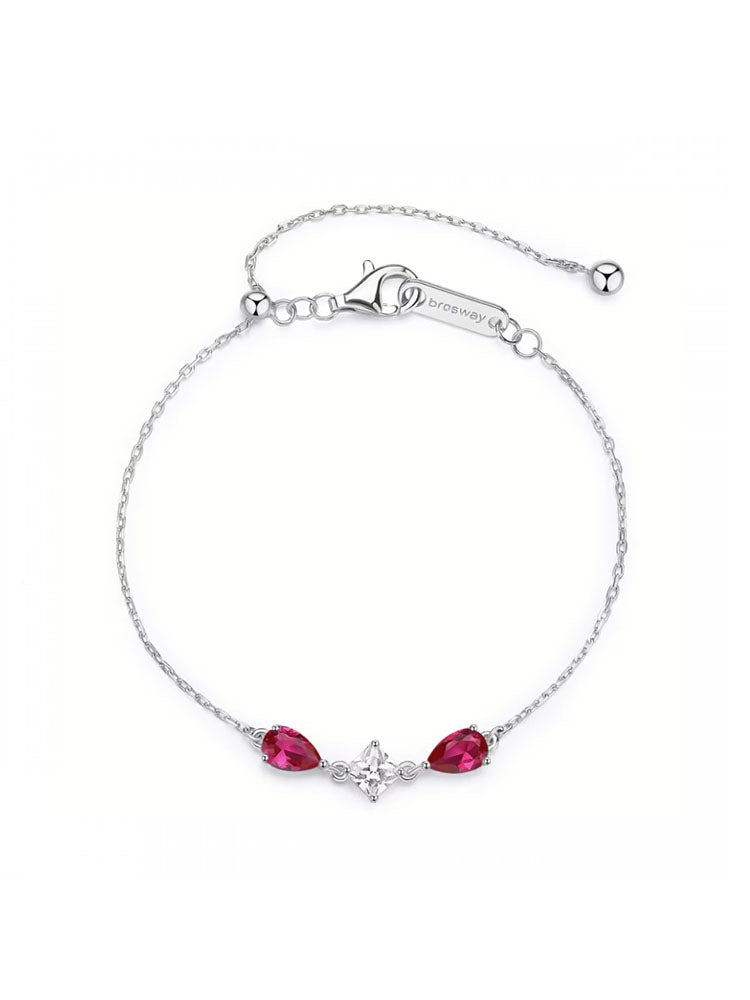 BRACCIALE DONNA IN ARGENTO FANCY CON ZIRCONI ROSSI E BIANCHI CENTRALI BROSWAY