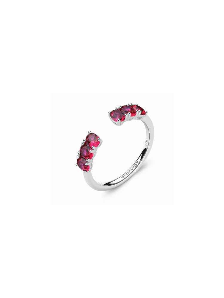 ANELLO DONNA IN ARGENTO CON ZIRCONI OVALI FUCSIA MIS 14 FANCY BROSWAY