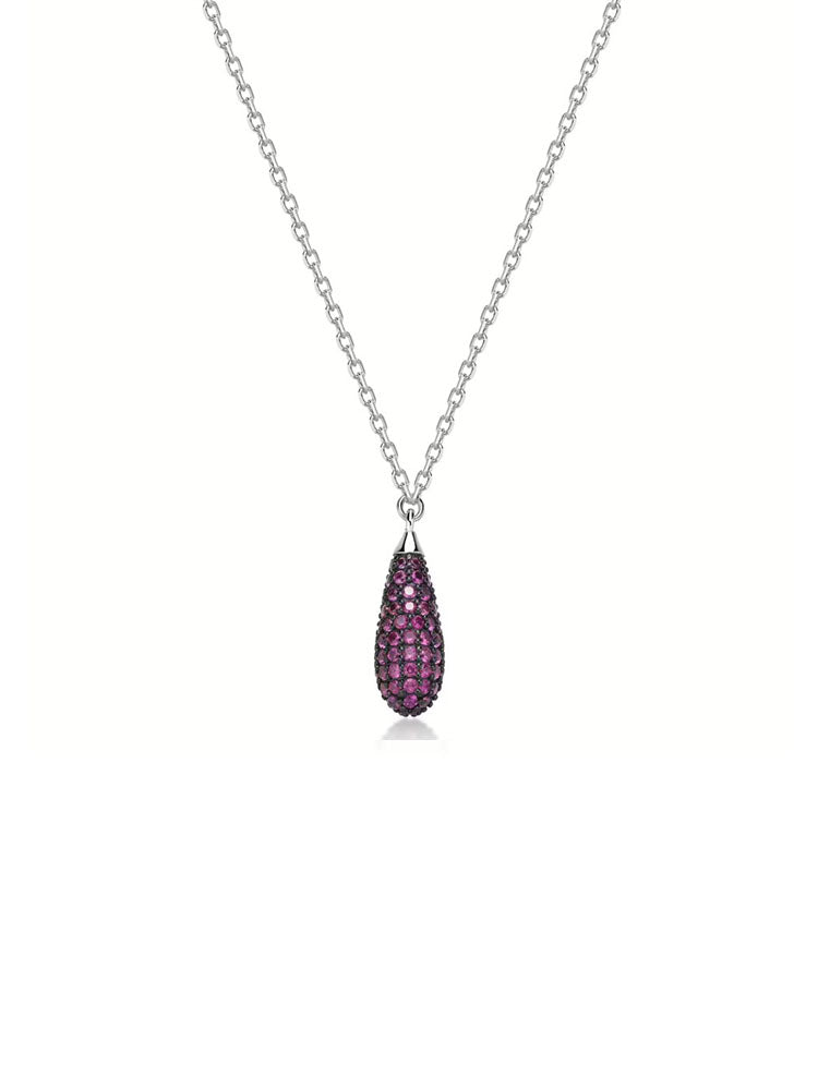 COLLANA DONNA IN ARGENTO FANCY PENDENTE A GOCCIA CON ZIRCONI ROSSI BROSWAY
