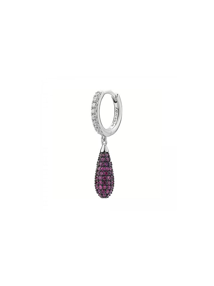MONO ORECCHINO DONNA PENDENTE CON ZIRCONI BIANCHI E ROSSI COLLEZIONE FANCY BROSWAY