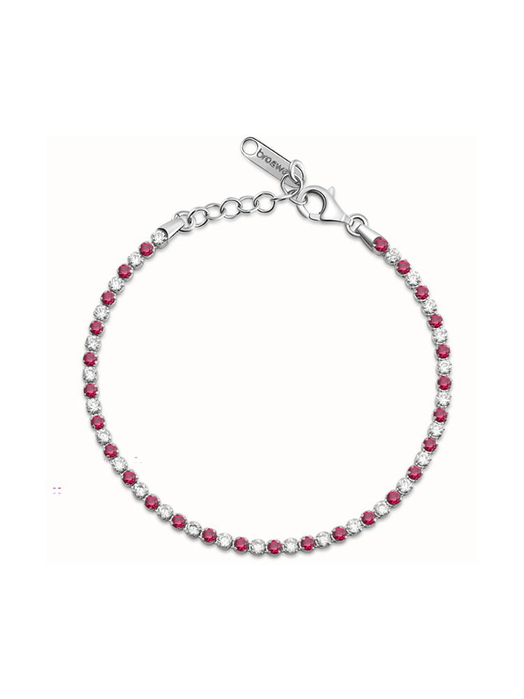 BRACCIALE DONNA TENNIS IN ARGENTO CON ZIRCONI RUBINO E BIANCHI FANCY BROSWAY