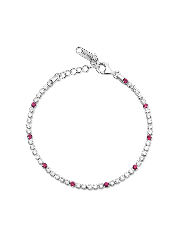 BRACCIALE DONNA TENNIS IN ARGENTO CON ZIRCONI RUBINO E BIANCHI FANCY BROSWAY