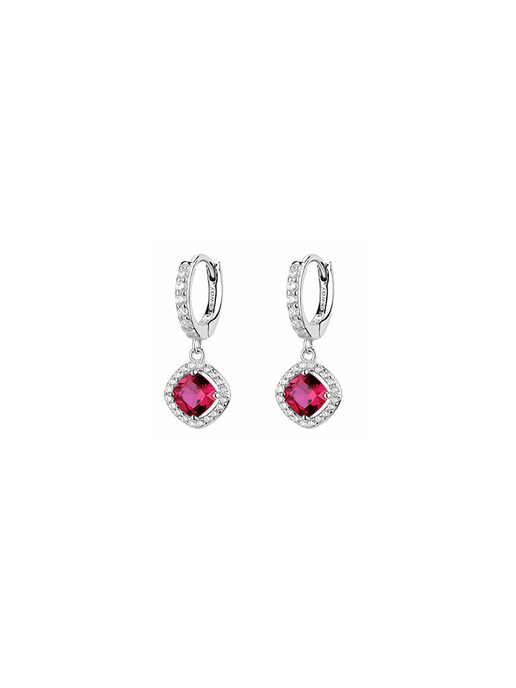 ORECCHINI DONNA A CERCHIO CON ZIRCONE RUBINO PENDENTE FANCY BROSWAY
