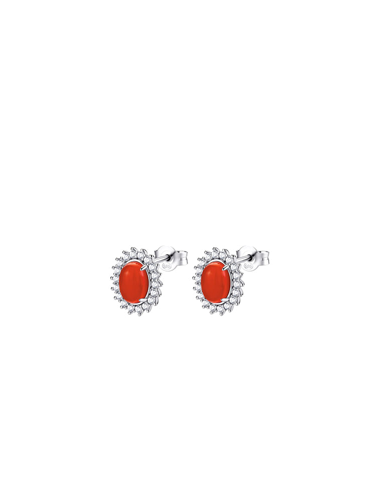 ORECCHINI DONNA IN ARGENTO A LOBO CON AGATA ROSSA OVALE FANCY BROSWAY