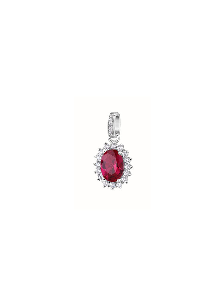 CHARM PENDENTE DONNA IN ARGENTO FORMA OVALE CON ZIRCONI BIANCHI E ROSSI FANCY BROSWAY