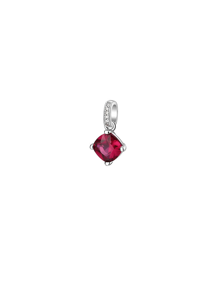CHARM DONNA FANCY IN ARGENTO CON ZIRCONE CUSHION RUBY BROSWAY