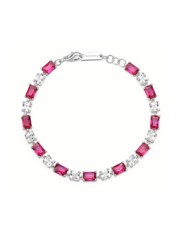 BRACCIALE DONNA FANCY IN ARGENTO CON ZIRCONI BIANCHI E RUBY BROSWAY